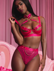 ENSEMBLE SOUTIEN-GORGE & BAS JASMIN ROSE FUSCHIA
