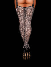Zebra Print Suspender Stockings