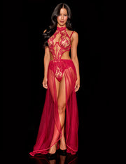 Esme Crimson Sheer Skirt