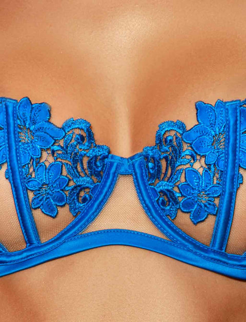 Amelie Royal Blue Underwire Bra - Shop Bras | Honey Birdette