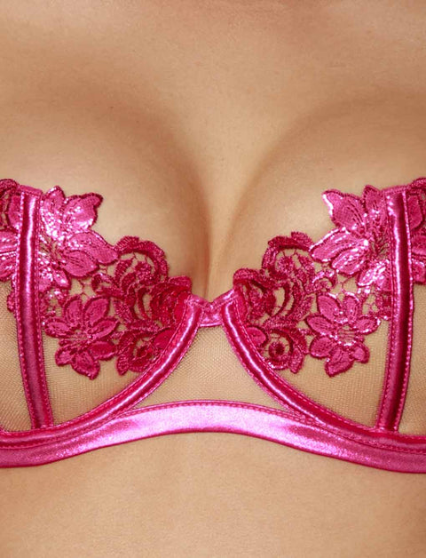 Amelie Pink Underwire Bra - Shop Bras | Honey Birdette