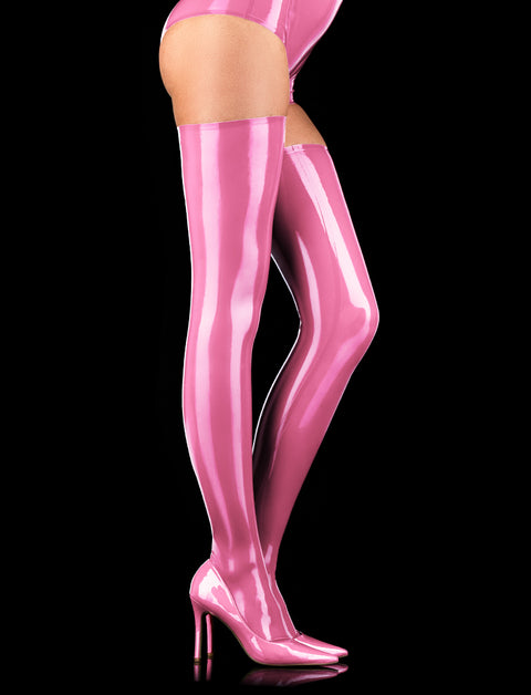 Latex Pink Thigh Highs